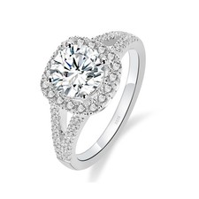 1ct Round Cut Moissanite Engagement Flower Cluster Half Eternity Ring For Wom...