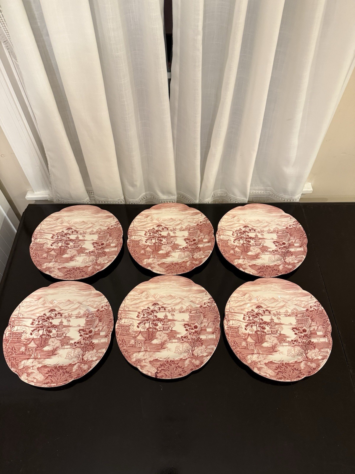 Johnson Bros Enchanted Garden Pink And Red Dinner Plates (6) Made In England