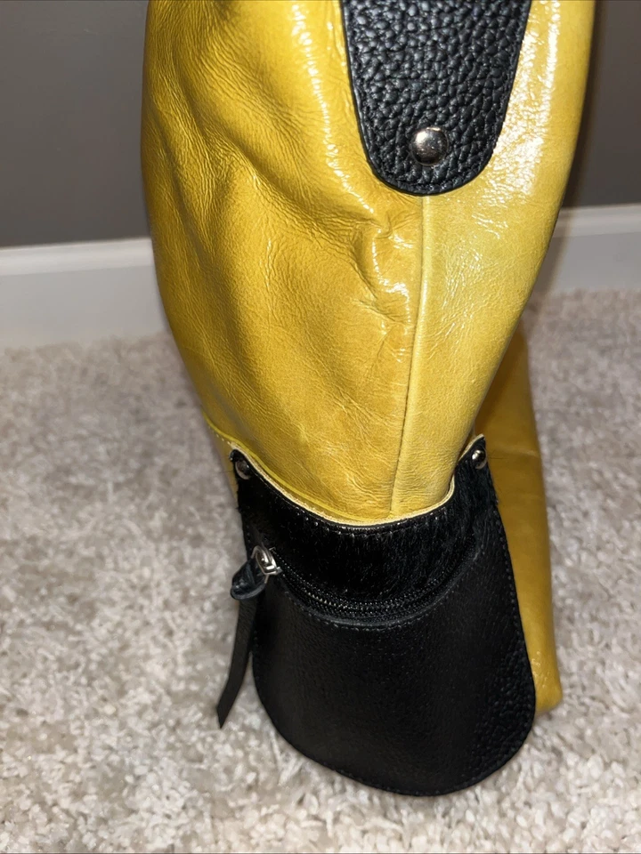 Cleo Patek Paris Mustard Yellow Leather Shoulder Bag EUC Free Shipping - Image 3 of 4