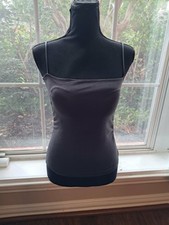 Gray Built-In Bra Tank Top Thin Strap Camisole Shelf Bra Lightweight Size S/M