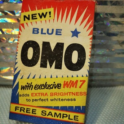 1 Probierpaket Vintage ungeöffnet Omo neu blau Waschpulver in Original UK Box ~2