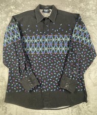 Vtg Brooks Dunn Pearl Snap Western Shirt Panhandle Slim Men's Large Multicolor