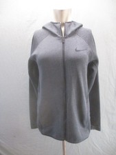 NIKE Size S Womens Gray Full Zip Stand Collar Hooded Warm Athletic Jacket 002