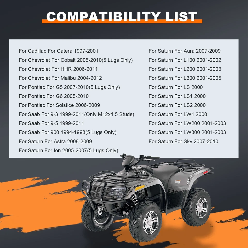 4 peças adaptadores de roda 5x110 para 5x114.3 compatível com Chevrolet HHR Cobalt Malibu 12x1.5 1" - Imagem 2 de 4