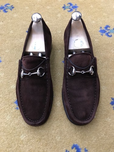Gucci Loafers Shoes Suede Brown Silver Horsebit Buckle Mens UK 7 US 8 EU 41 - 第 6/12 張圖片