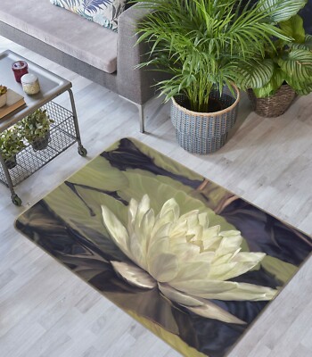 3D Beautiful White Lotus NAO759 Game Rug Mat Elegant Photo Carpet Mat Fay
