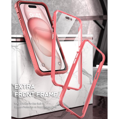 For Apple iPhone 15 Case with MagSafe Full Body Hybrid Rugged Cover Coral Pink - 第 3/6 張圖片