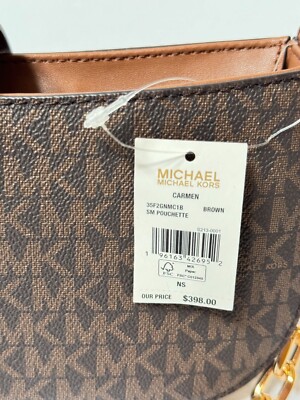 MICHAEL KORS CARMEN SMALL POUCHETTE SHOULDER CHAIN BAG + WALLLET