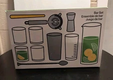 Crate & Barrel Bar set 11 piece set. mixed drinks. bartender set. NIB