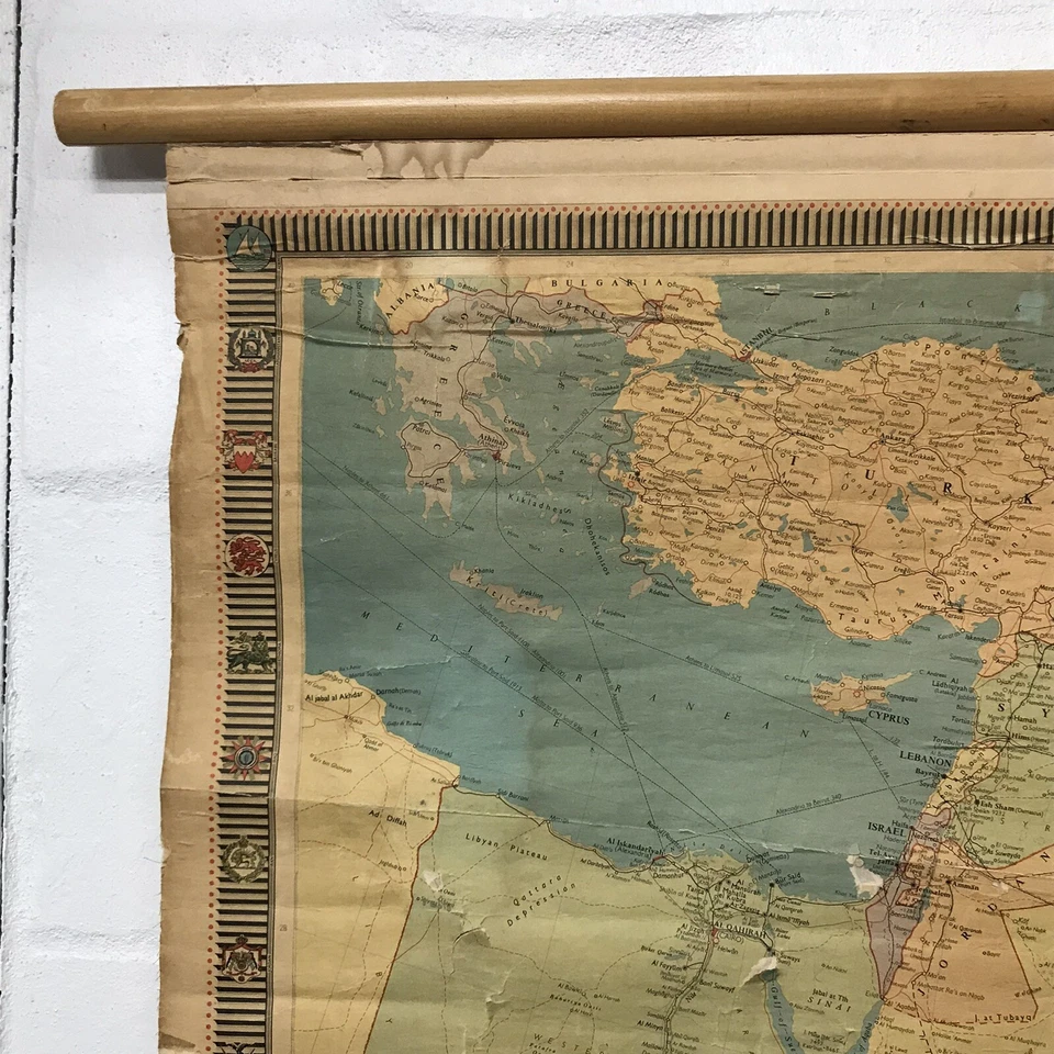 Vintage 1964 Stanford's General Map of the Middle East Printed by Philip & Son  - Image 3 of 4