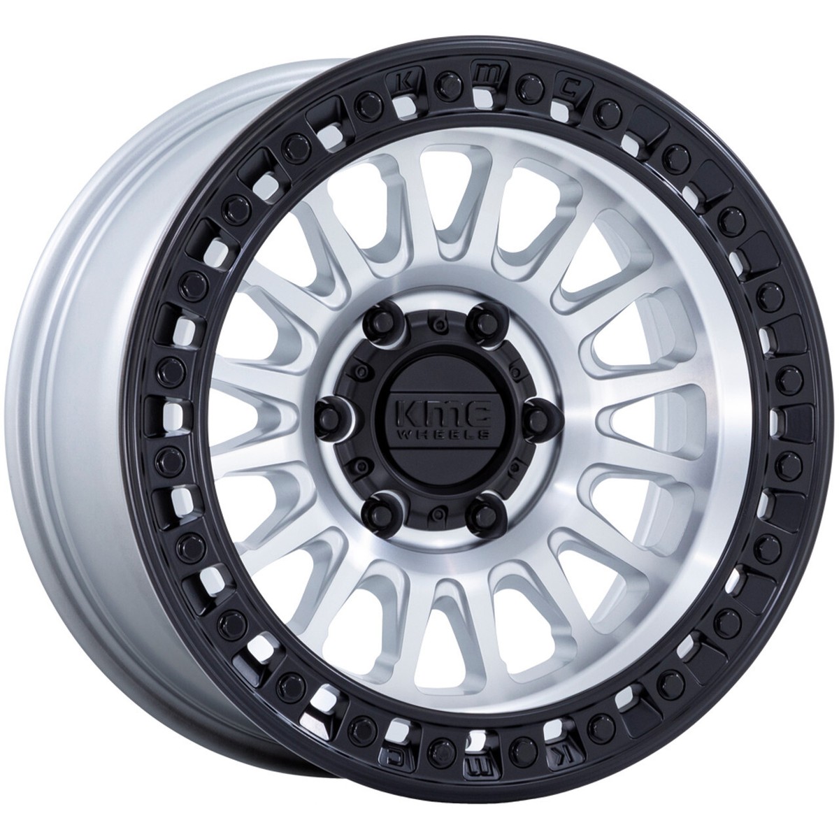 17x8.5 -10 KMC KM552 IMS 5x5.0 Machined W/ Matte Black Lip Wheels