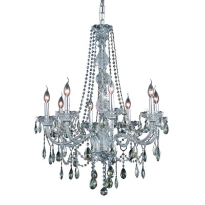Elegant 7958 Verona 8-LT 28'' Royal Cut Chandelier, Chrome/Smoke - 7958D28C-GT-RC
