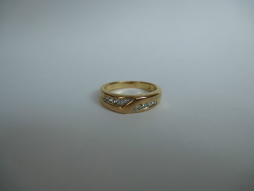 Pierre Lang PL Modeschmuck, glanzvoller goldfarbener Ring mit Steinchen Gr.6 - Bild 2 von 7