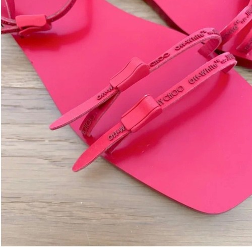 Off white Jimmy Choo Charlie Logo Strap Sandals Red Sz 38 - Picture 6 of 9