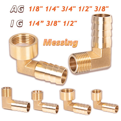Messing Schlauchtülle 90°Winkel mit AG und IG Schlauchnippel Schlauchverbinder