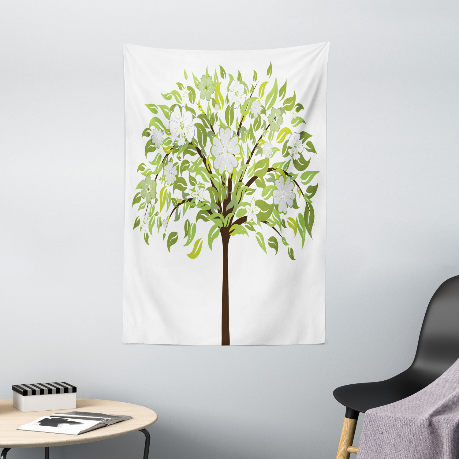Nature Tapestry Summer Tree Blossoms Print Wall Hanging Decor