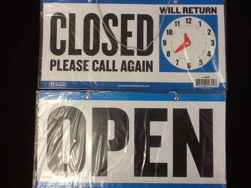 Open Closed Sign with Chain Two sided 11.5