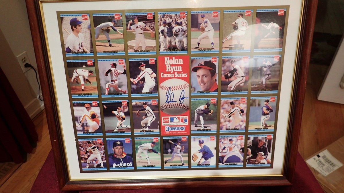 1992 NOLAN RYAN FRAMED AUTOGRAPHED DONRUSS CARD SHEET Coca Cola  display picture 1