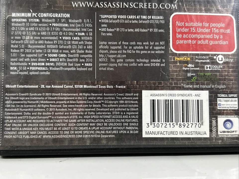 Assassins Creed Syndicate Special Edition 5 Disk PC DVD ROM GAME SET COMPLETE - Image 3 of 4