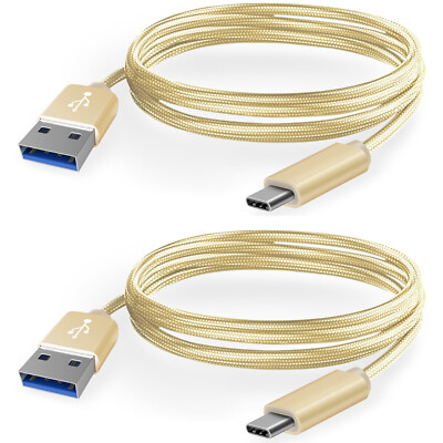 2 Pack 1m Braided Data Charger Charging USB Type C Phone Tablet Cable Cord Bulk