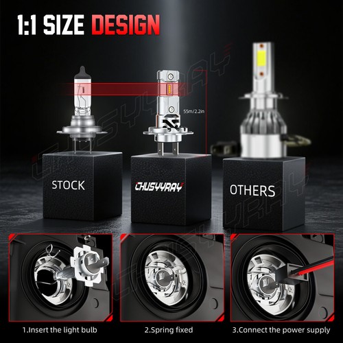FIT Kawasaki Ninja 300 650 ZX6R LED 1:1 headlamps Kit H7 white Bulbs 6000K Pair - Picture 9 of 10