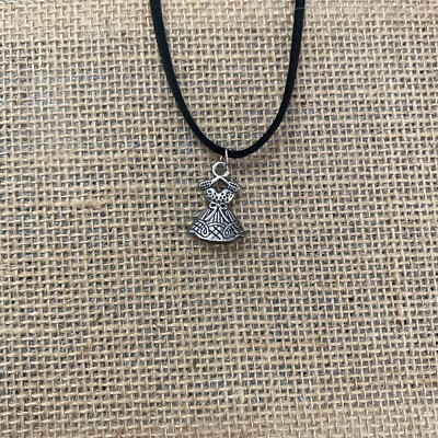 Silver Dress On A Hanger Charm Choker Black Faux Suede Enamel Necklace  Jewelry | eBay