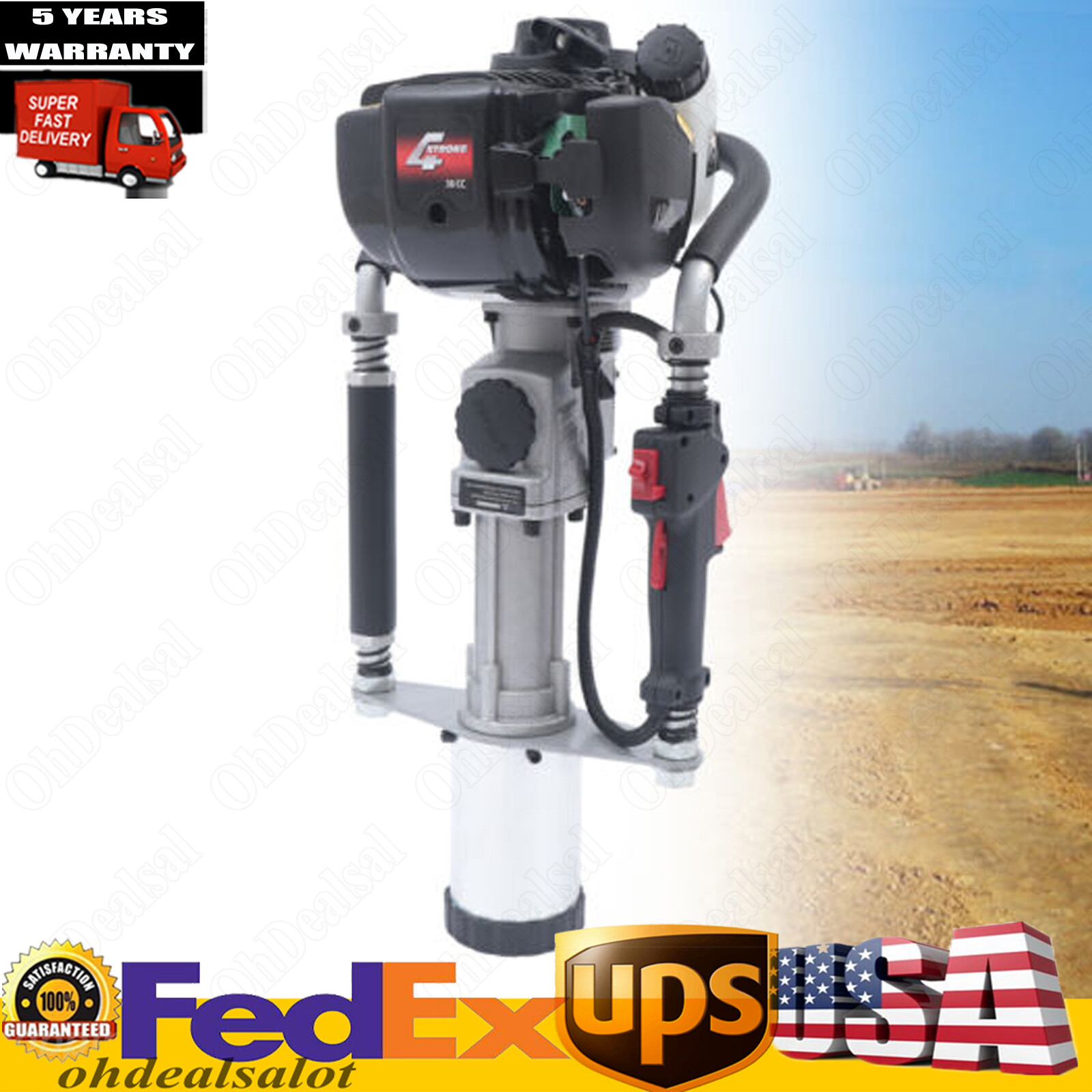 37.7CC   Driver 4 Stroke Gas-Powered Pile Fence Push Pounder Heavy Duty New