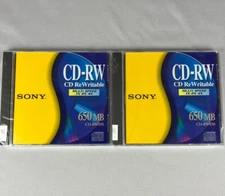 Sony CD-RW 2 CD ReWritable for High Speed Drive 650 MB CD-RW650 Sealed Brand New
