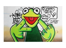 24" Framed Canvas Frog Art Painting Pop street funny Abstract Ready To Hang