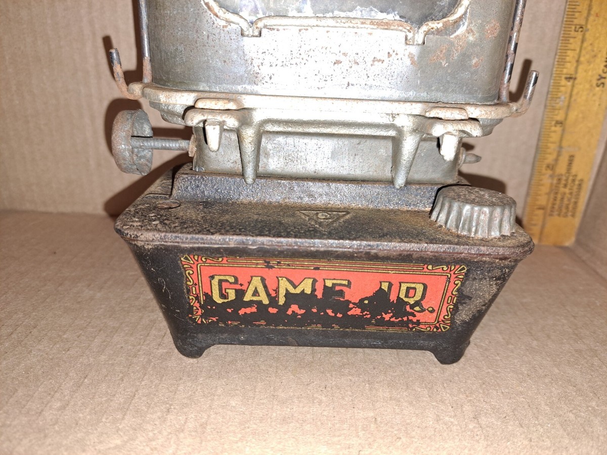 Vintage GAME JR Sad Iron Heater nickel trim Kerosene