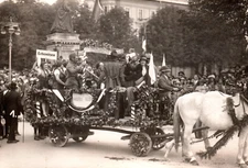RPPC Serbian Soldiers In Parade Wagon Real Photo Postcard 