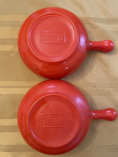 Glasbake Soup Bowls with Handle #J-2057  Lot of 2 Bowls