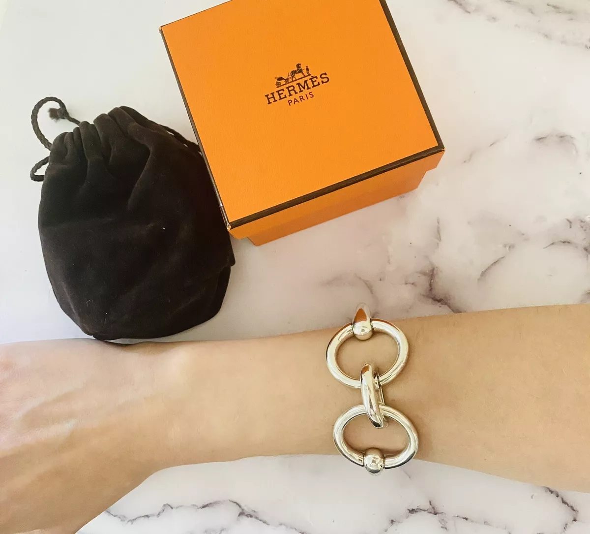 Hermes silver bangle store