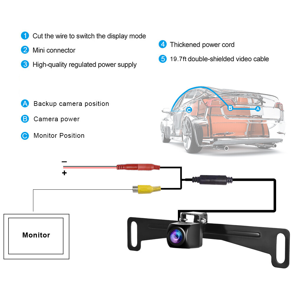 170 Автомобильная резервная камера заднего вида CMOS HD ночного видения Водонепроницаемая