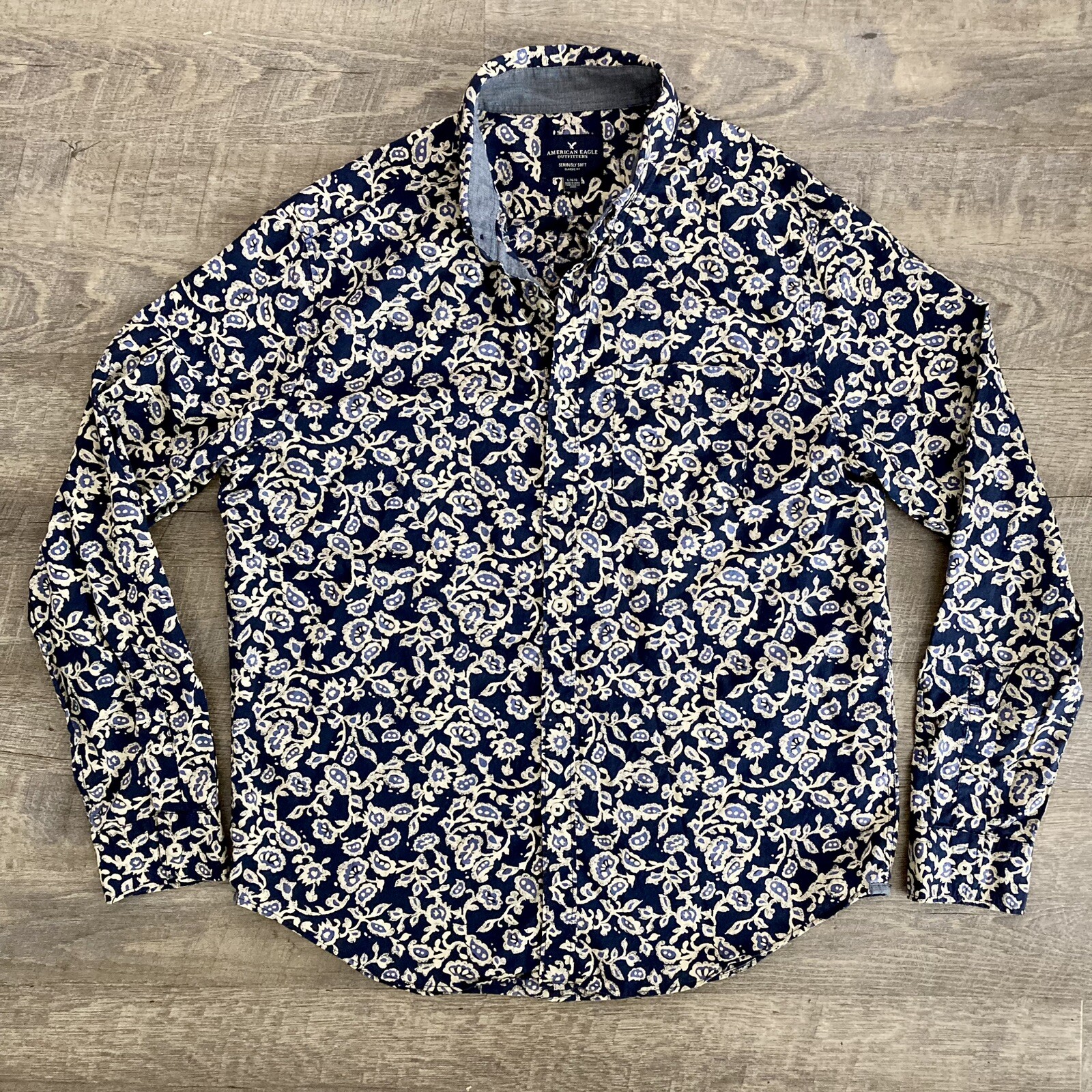 American Eagle Button Front Seriously Soft Paisle… - image 1