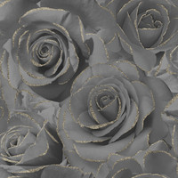 Muriva Madison Rose Glitzer Tapete Elegante Florale Schwarz & Gold 139526