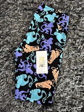 New Lularoe Leggings One Size Os Aladdin Disney Genie Abu Rajah Black Background