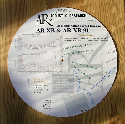Acoustic Research AR-XB J-shape Custom Designed Tonearm Alignment Protractor