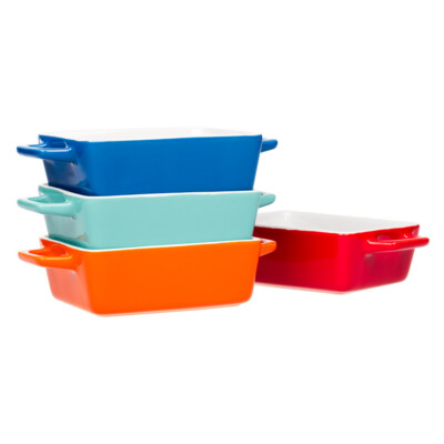 4x Backen Servierform Ofen zu Tisch Keramik Mini Steinzeug Rechteckig Tablett Set
