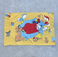Vintage Disney Pluto Goofy Hewey Dewey Louie Wake Up Double Sided Pillowcase