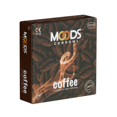Moods Kondome Coffee 3/12 Stück | Kaffeegeschmack Aroma, rosa, vegan, Latex