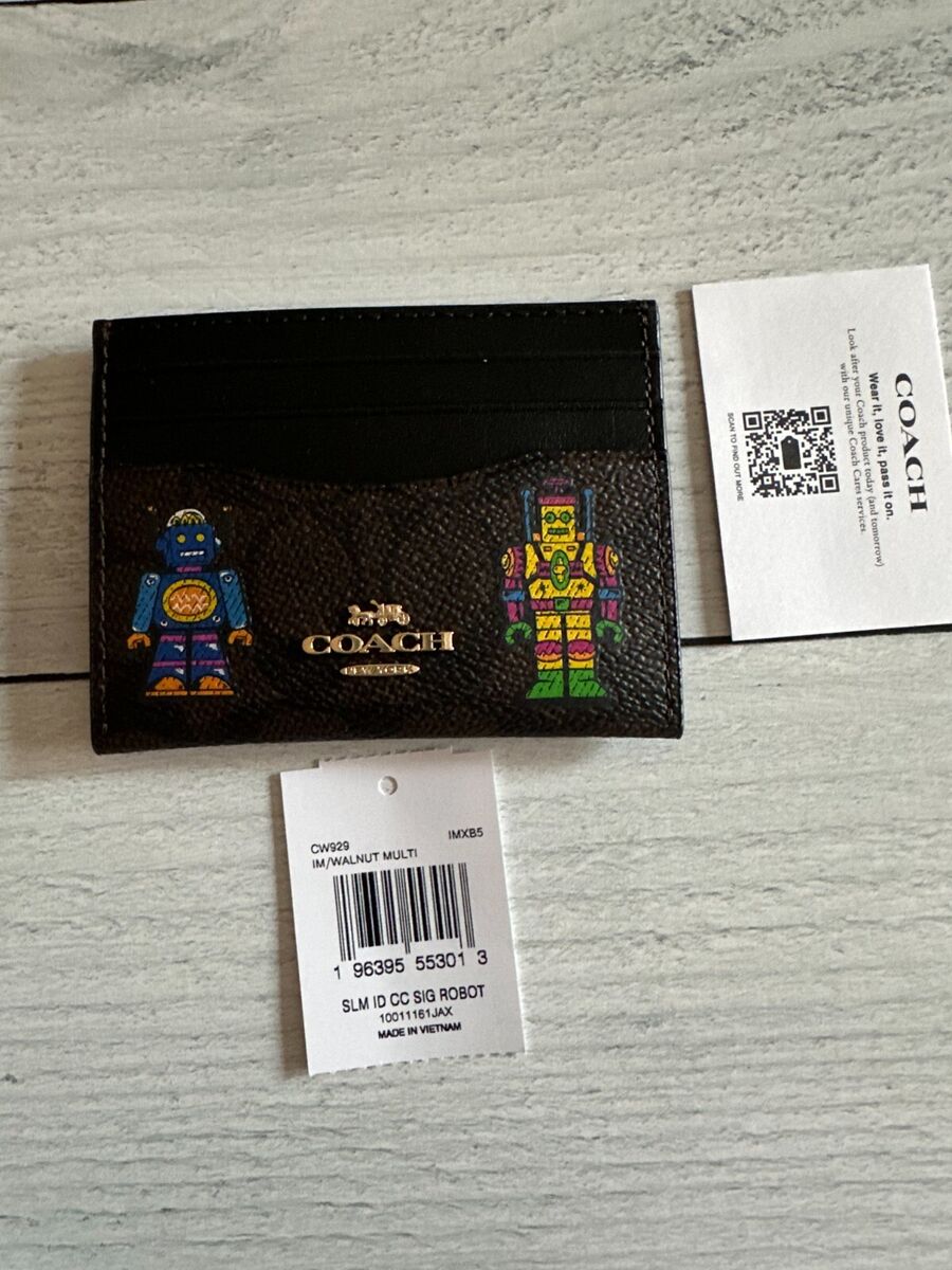 COSMIC COACH SLIM ID CARD CASE IN SIGNATURE CANVAS W/ROBOT