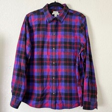L.L.Bean Women's Relaxed Fit Scotch Plaid Button Shirt Large Regular Long Sleeve