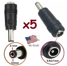 x5 DC Power 5.5x2.1mm Female Jack to 5.0x2.1mm Male Plug Adapter Converters D 