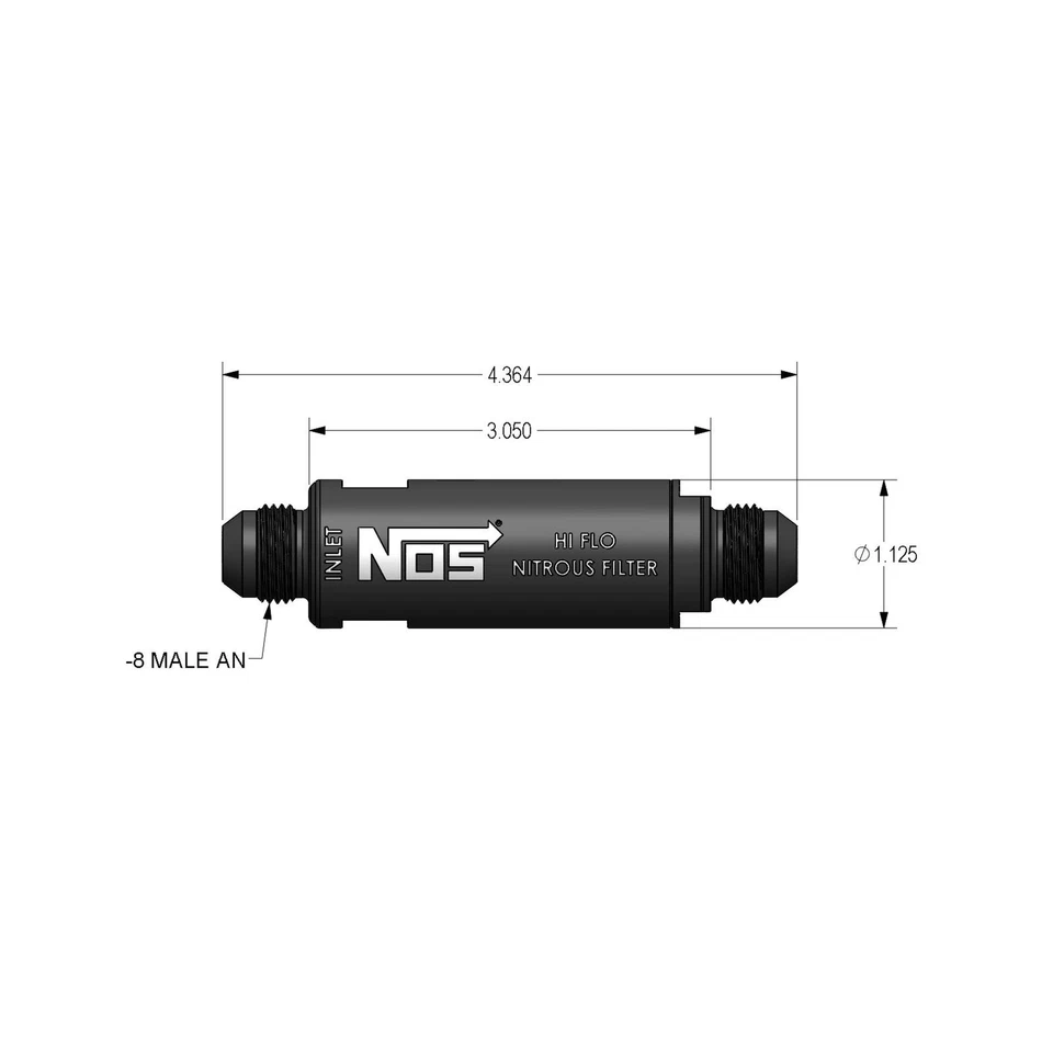 15559NOS NOS In-Line Hi-Flow Nitrous Filter, 8AN - Black - Image 3 of 4