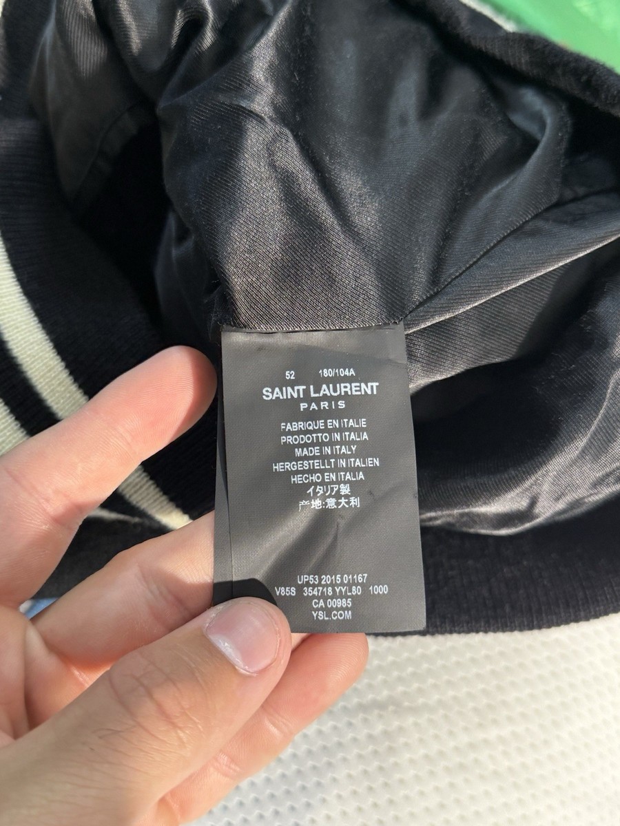 Saint Laurent Teddy Varsity Jacket 52IT / XL Black Hedi Slimane | eBay