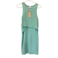 Francesca's Alya Aqua Green Layered tier Sleeveless Mini Dress Medium NWT