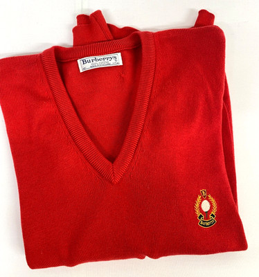 Vintage Burberry Pullover Herren L/XL Rot Baumwolle 493