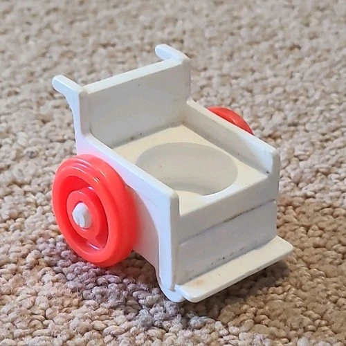 Fisher-Price Little People White Cart with Red Wheels Vintage Toy