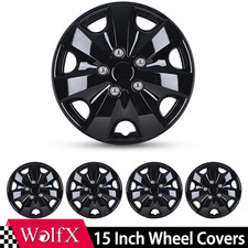 15 Hubcaps Black Wheel Covers Set Of 4 Universal Snap-on For Car Truck Suv 15 Hubcaps Black Wheel Covers Set Of 4 Universal Snap-on For Car Truck Suv